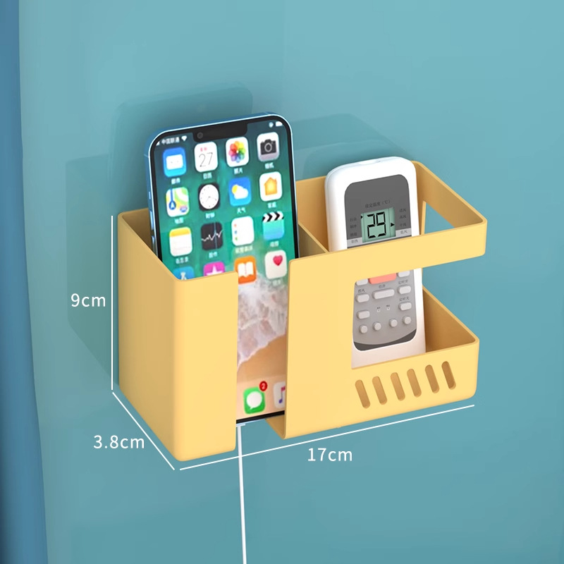 soporte de carga de teléfono móvil doble pared colgante caja de almacenamiento cabezal de cama control remoto doméstico aire acondicionado televisión control remoto percha de almacenamiento image 8