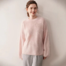 拉绒长毛100%纯山羊绒衫女韩系慵懒风针织打底衫套头毛衣内搭上衣