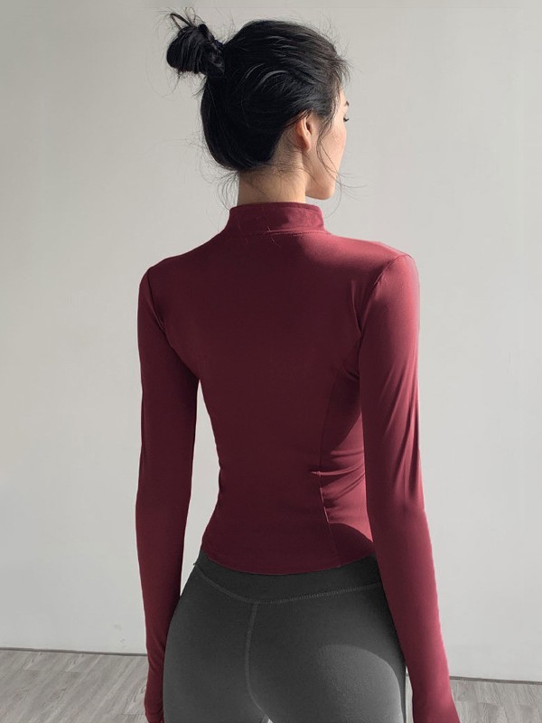 瑜伽服套装女秋季速干立领长袖运动外套上衣大码普拉提训练健身服|undefined