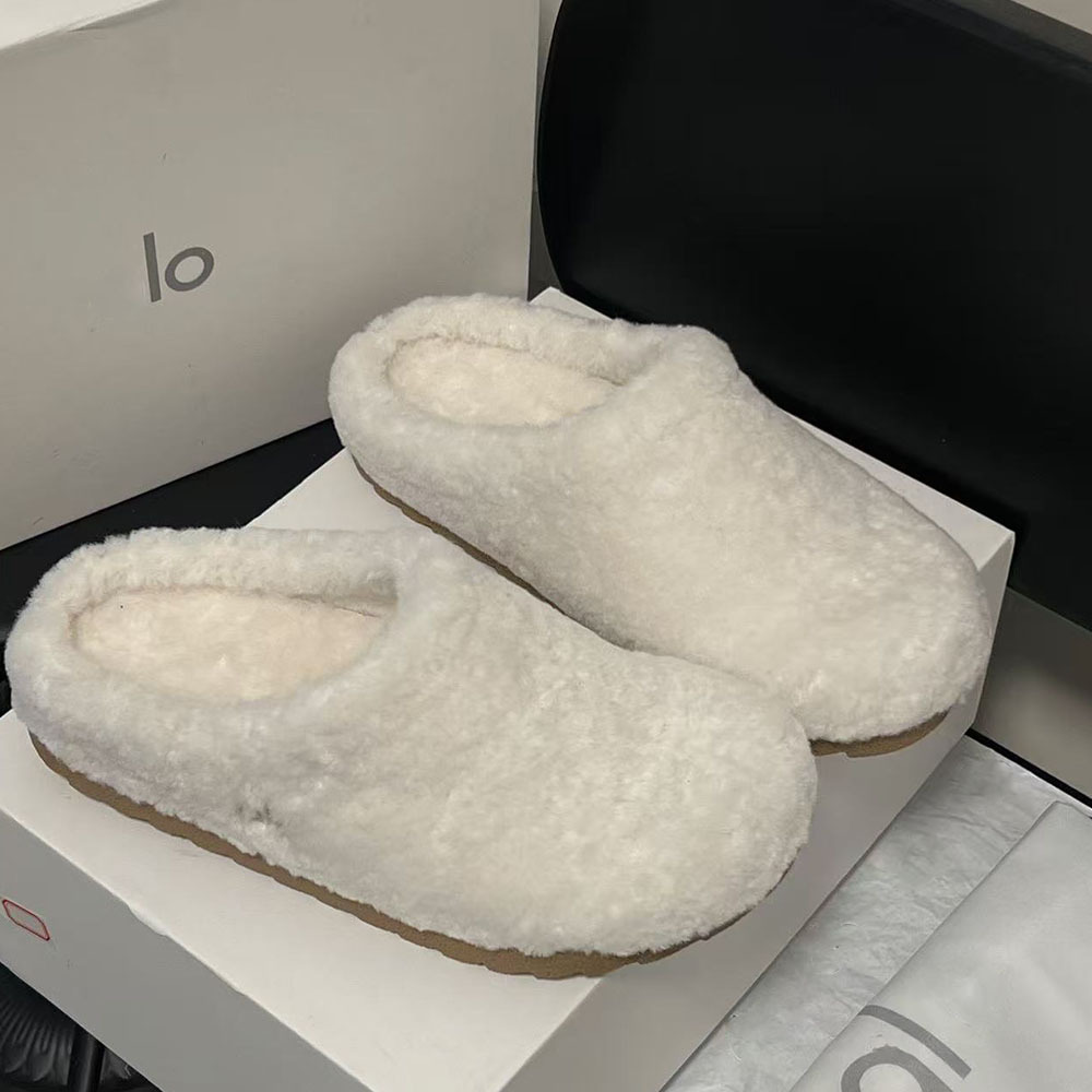 Lamb Mercury Women's Wool Slippers For Outdoor Wear, 2025 Autumn/Winter New Style, Warm Teddy Fur Slippers, Half-Slipper Wear, Style, ,_voghion.com