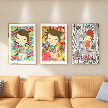 奈良美智装饰画女孩房间日本画家造梦大头娃娃卡通壁画儿童房挂画