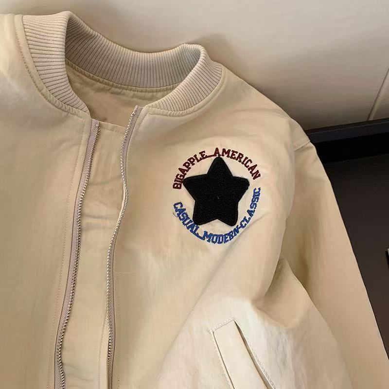 アメリカレトロ刺繍野球服コート女性春2025新型デザイン感がゆったりしています。|undefined
