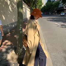2025早春秋新款韩系感chic中长款大衣小个子韩系卡其色风衣外套女