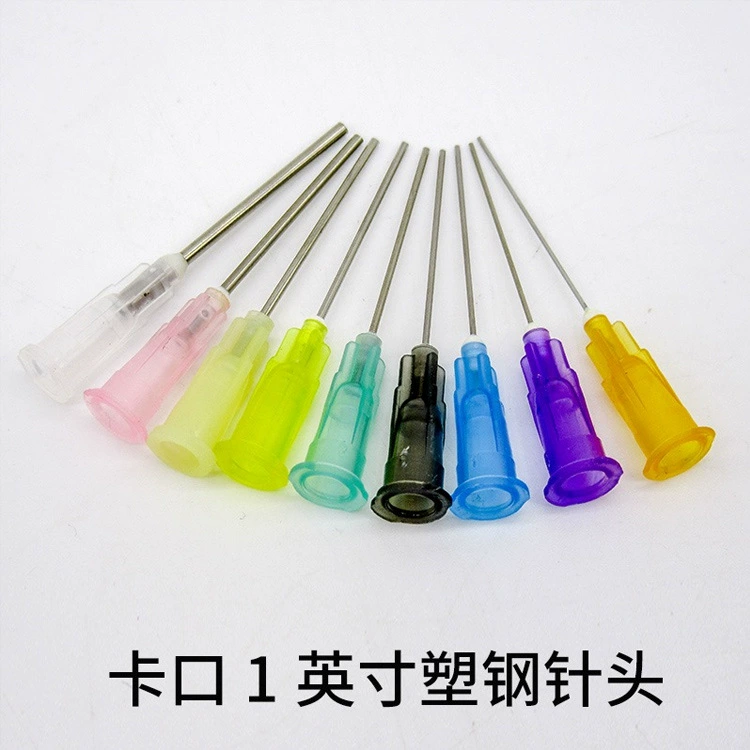 Байонетная однодюймовая дозирующая игла 25 мм трубка, длинное пластиковое седло, дозирующая машина для игл из нержавеющей стали, Прецизионная игла для склеивания