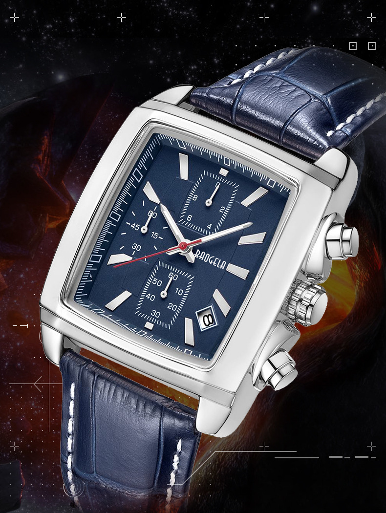 Nouvelle montre BAOGELA, calendrier multifonctionnel carré de mode Vintage pour hommes, montre à Quartz pour hommes en cuir véritable_voghion.com