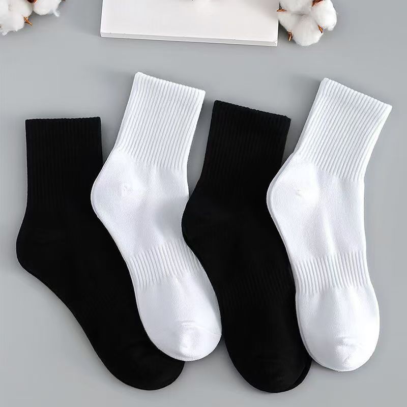 Mid-Calf Student Socks, Summer Anti-Odor Sports Socks for Men and Women, Long and Short Socks for Running, Black and White Solid Color Socks Mid-Calf Student Socks, Summer Anti-Odor Sports Socks for Men and Women, Long and Short Socks for Running, Black and White Solid Color Socks