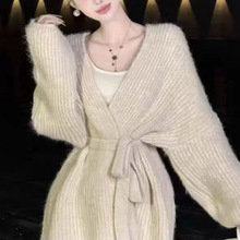 温柔气质减龄洋气小清新慵懒风百搭针织中长毛衣外套女r软糯别致