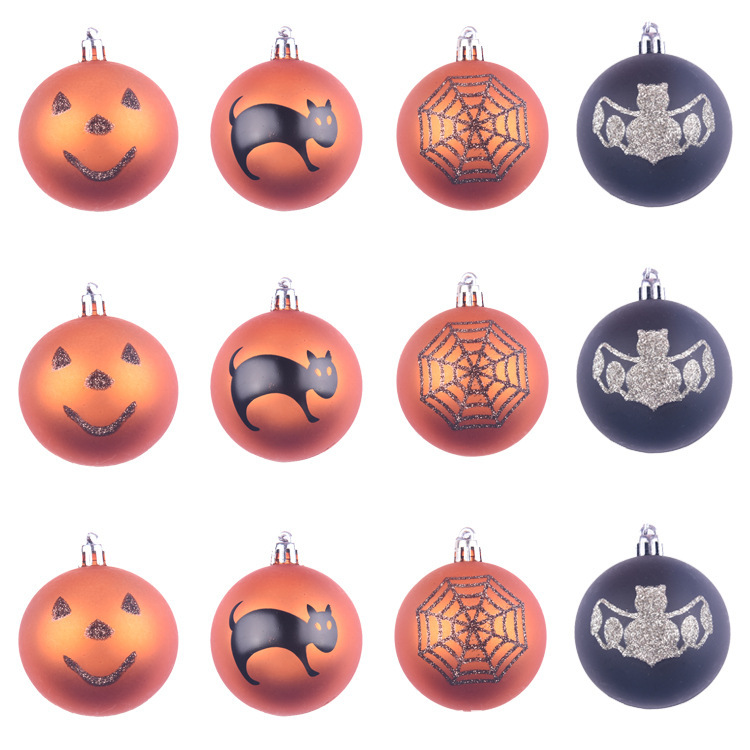 国境を越えた製品ハロウィーン装飾品12pcプラスチック彩色ボールハロウィーンテーマシーン配置装飾|undefined