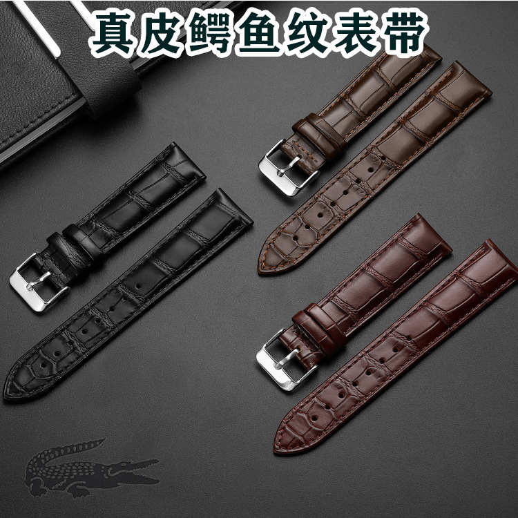 批發可接訂單鱷魚頭紋頭層牛皮通用防水耐磨柔軟親膚真皮錶帶