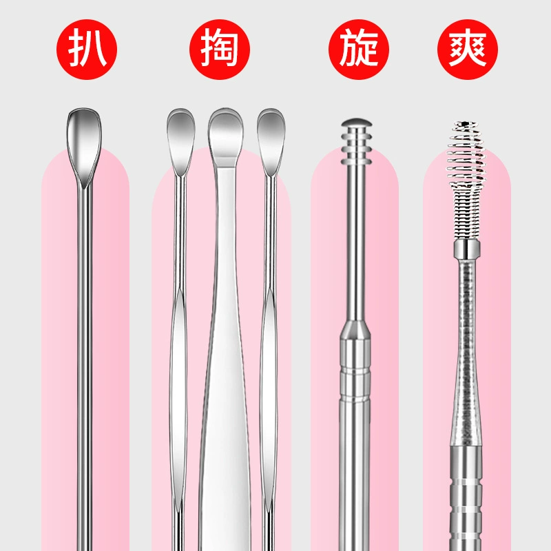  Ear Cleaning Kit, 5–6 Piece Stainless Steel Handheld Set with Carry Case, Portable for Adults