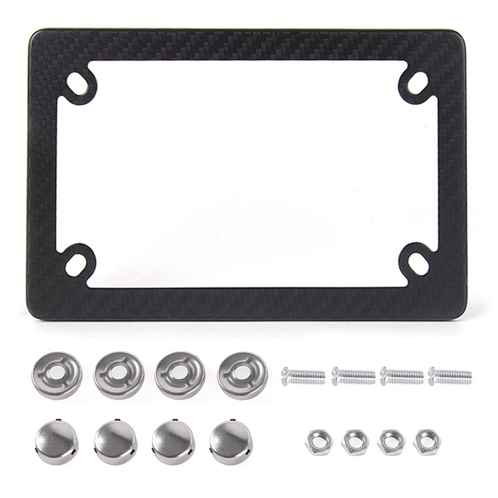 Us Standard 4-Hole Motorcycle License Plate Frame, Matte Dry Carbon License Plate Frame, Us Standard License Plate Holder Modification Accessories