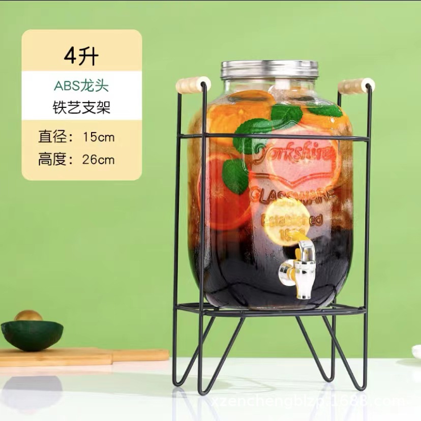 Jarra de vidrio para el hogar de gran capacidad al por mayor, moderna jarra para agua fría, recipiente para bebidas, jarra para jugo con grifo