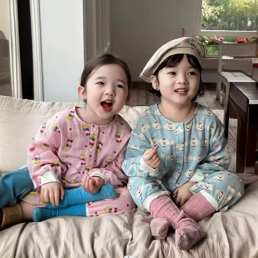 里南希儿童纯棉连体睡衣25年秋新款数码印花高密全棉哈衣爬服a类