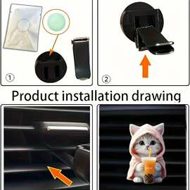 亚克力2d图片小狗小猫成品通风夹车载香薰装饰除味车用车内萌宠
