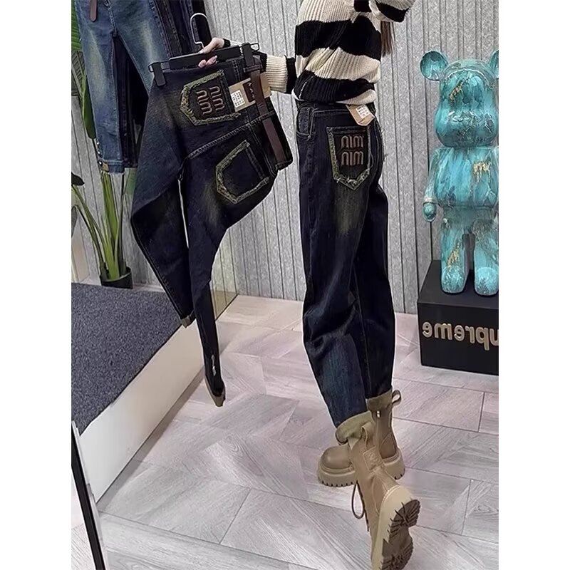 plus size Women's Harlan Jeans Autumn 2024 New chubby girl Loose Slim Design Retro Torre Pants plus size Women's Harlan Jeans Autumn 2024 New chubby girl Loose Slim Design Retro Torre Pants