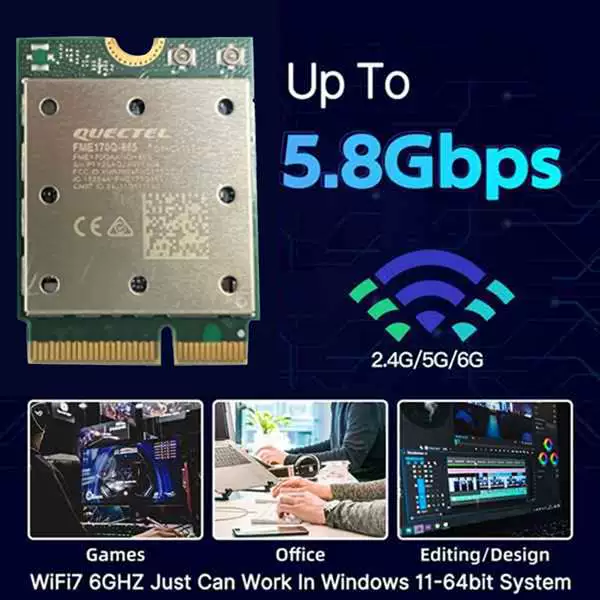 Беспроводной модуль QCNCM865 WIFI7 5G трёхдиапазонный с встроенной сетью, 5800M, Bluetooth 5.4, Qualcomm