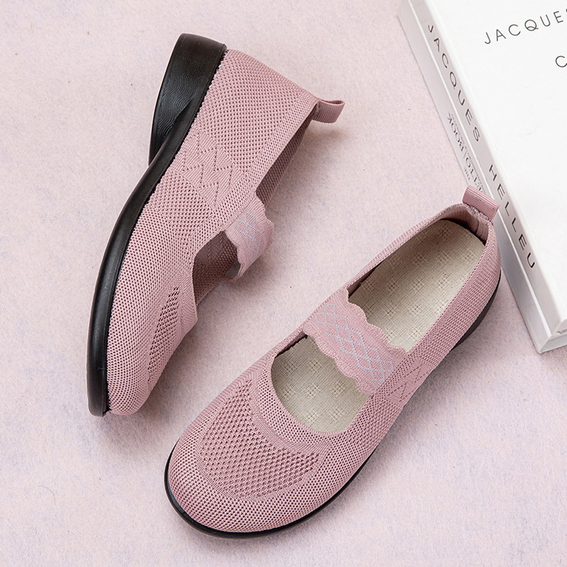 批发新款女士中老年一脚蹬妈妈鞋休闲透气舒适布鞋短跟方口布鞋