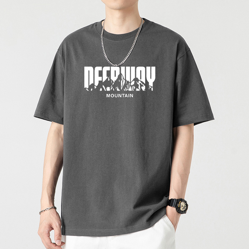 Hong Kong Style Ins Trendy Retro High Street Heavyweight Pure Cotton Short-Sleeved T-Shirt Men's Summer Loose Korean Style Trendy Brand Matching