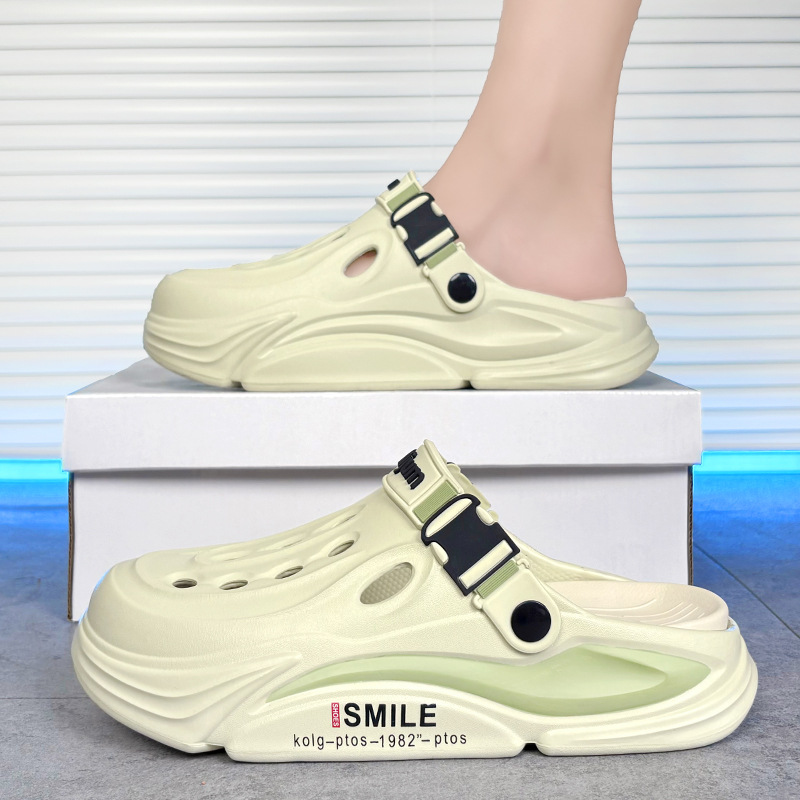 Zapatos con agujeros, sandalias de plataforma de verano para hombres, nuevo estilo, uso exterior, antideslizante, aumento de la sensación deportiva de pisar la mierda, sandalias de playa para parejas