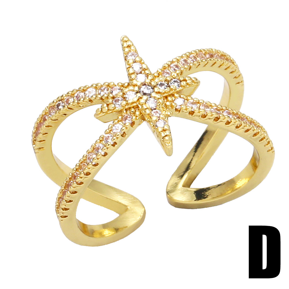 Fashion snake female eye pentagram opening adjustable ring copper