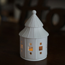 夢幻糖果店 手工制作瓷器屋陶瓷燭台 餐桌家居裝飾擺設 房子燈
