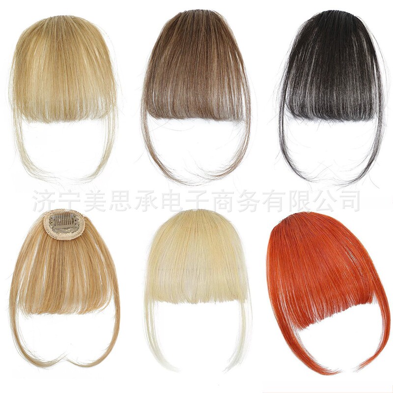 Real Hair Air Bangs for Women, Invisible and Seamless Natural Forehead Wig, Fully Hand-Woven Real Human Hair Wig Piece, Fake Bangs