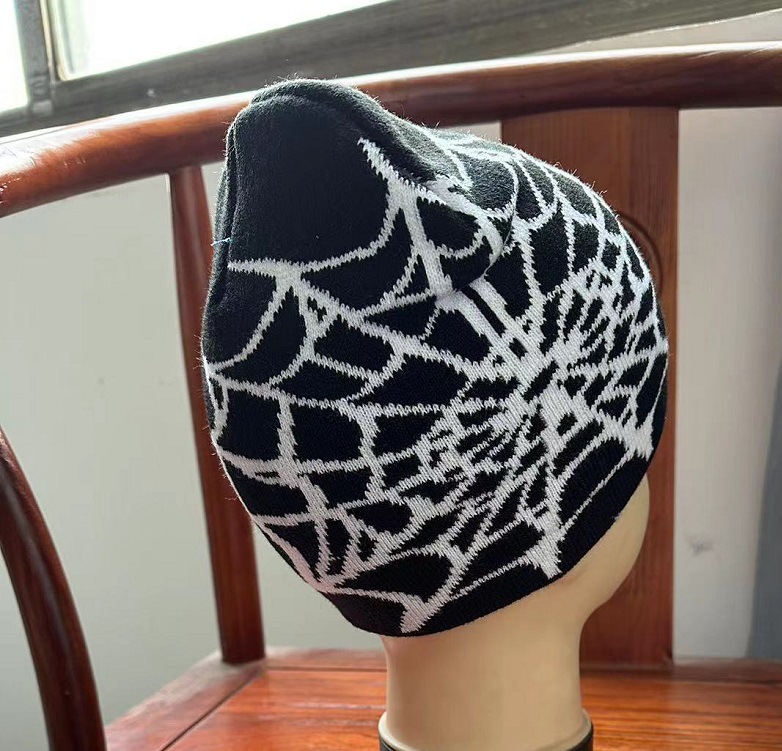 Nuevo sombrero de gorro de guisantes de invierno transfronterizo, sombrero de punto de lana corta con patrón de leche, jacquard, camuflaje cálido