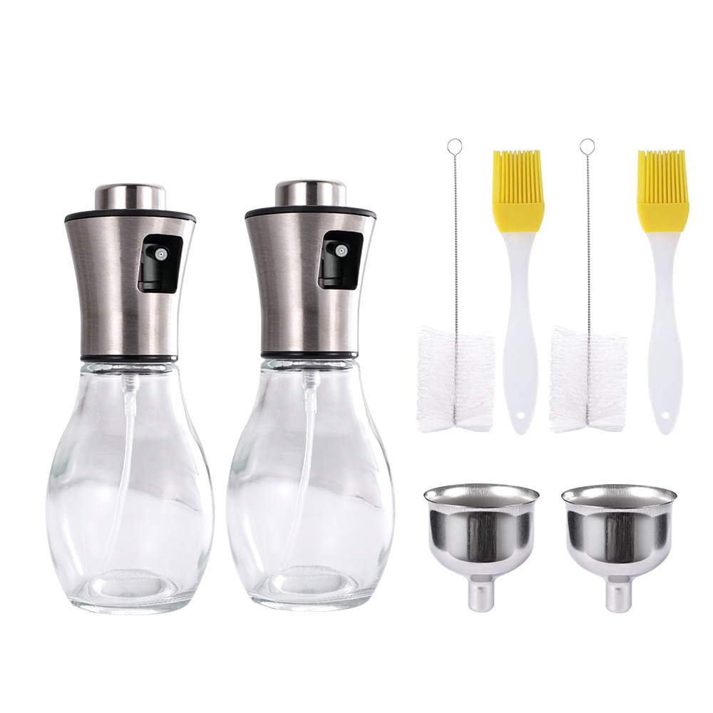 Caja de regalo de 2 piezas 304 de acero inoxidable aceite aerosol olla prensa tipo aceite botella de aceite al aire libre barbacoa hogar aceite olla botella de aceite