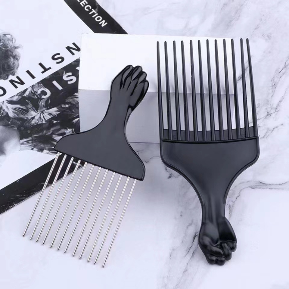 Punto del fabricante Peine de aguja de acero de plástico negro Peine especial para corte de pelo Peine multifunción para hombre