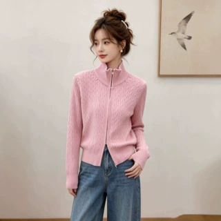 秋季拉链毛衣开衫针织外套女新款2026爆款时尚洋气春秋上衣初秋