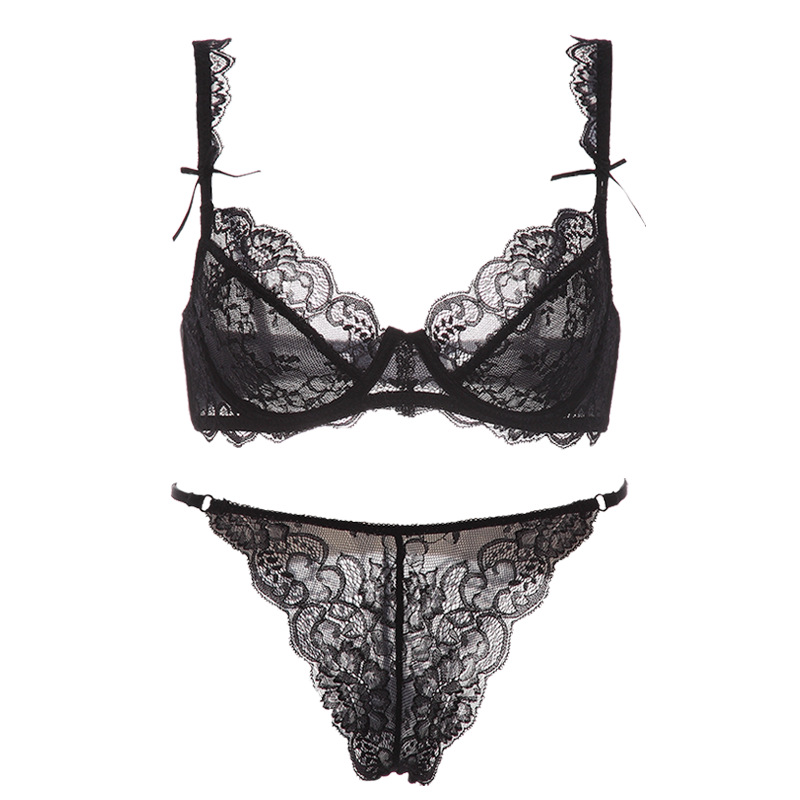 Sujetador ultrafino de encaje sexy sujetador transpirable transparente seductor traje de ropa interior arco adelgazante de gran tamaño