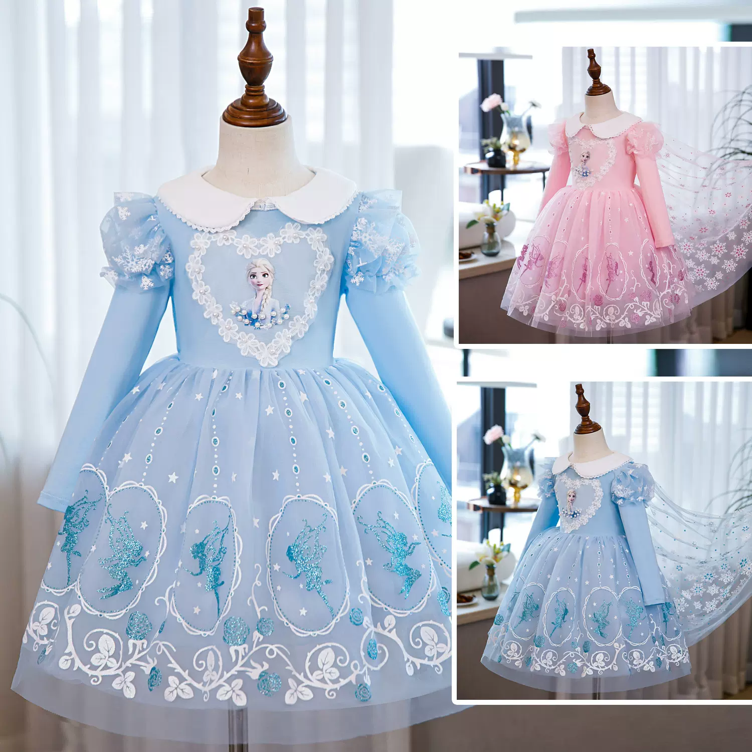 2023夏季新款冰雪奇缘爱莎公主裙艾莎连衣裙短袖夏款爱纱裙子代发