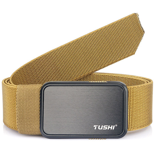 New aluminum alloy patch tactical quick-release alloy buckle elastic elastic nylon belt workwear commuting pants belt
