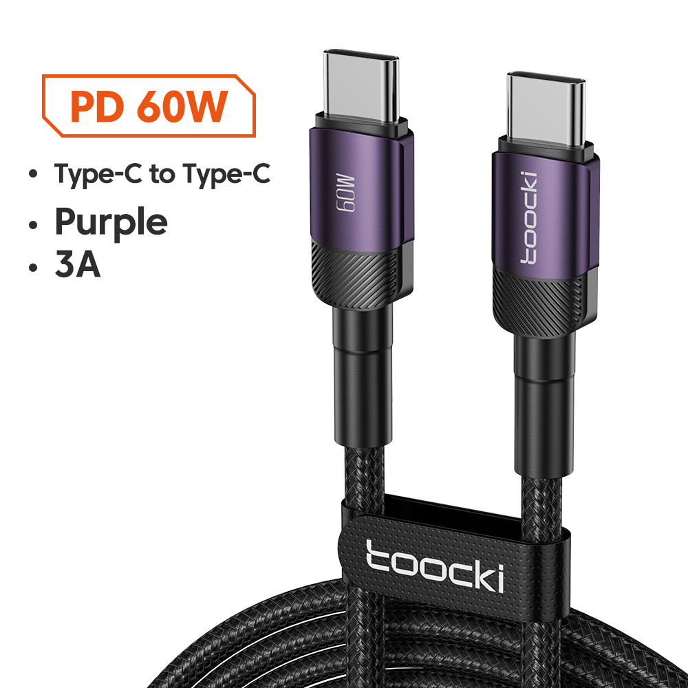 El popular cable de datos de carga súper rápida PD100W de Toocki es adecuado para el cable de carga del portátil 15 del teléfono móvil Huawei y Apple
