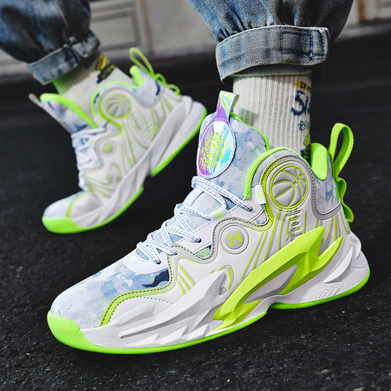 Nuevos zapatos de moda de pareja, zapatos de alto nivel, zapatos de baloncesto para niños, zapatos de entrenamiento de baloncesto azul