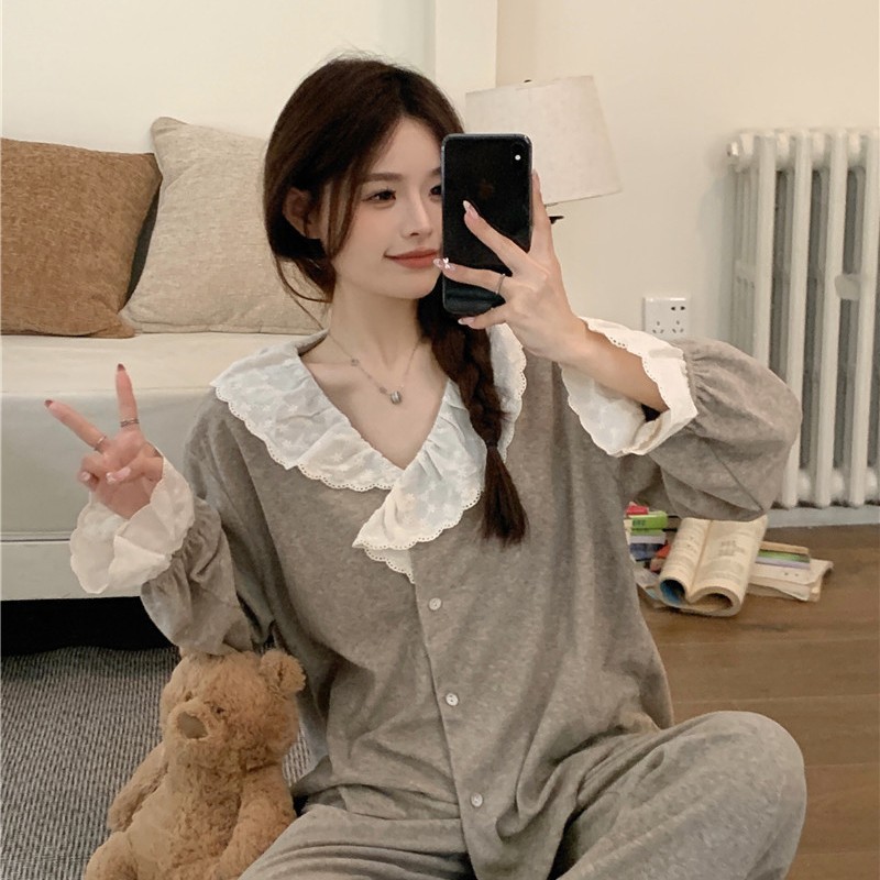Towel Velvet Korean Style Autumn and Winter New Pajamas Women's Suit Warm and Sweet Lady Lace Popular Live Broadcast Home Clothes Towel Velvet Korean Style Autumn and Winter New Pajamas Women's Suit Warm and Sweet Lady Lace Popular Live Broadcast Home Clothes
