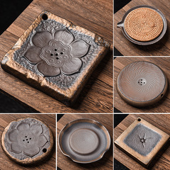 復古鎏金家用壺承柴燒粗陶茶承茶托盤底座功夫茶具配件日式干泡台