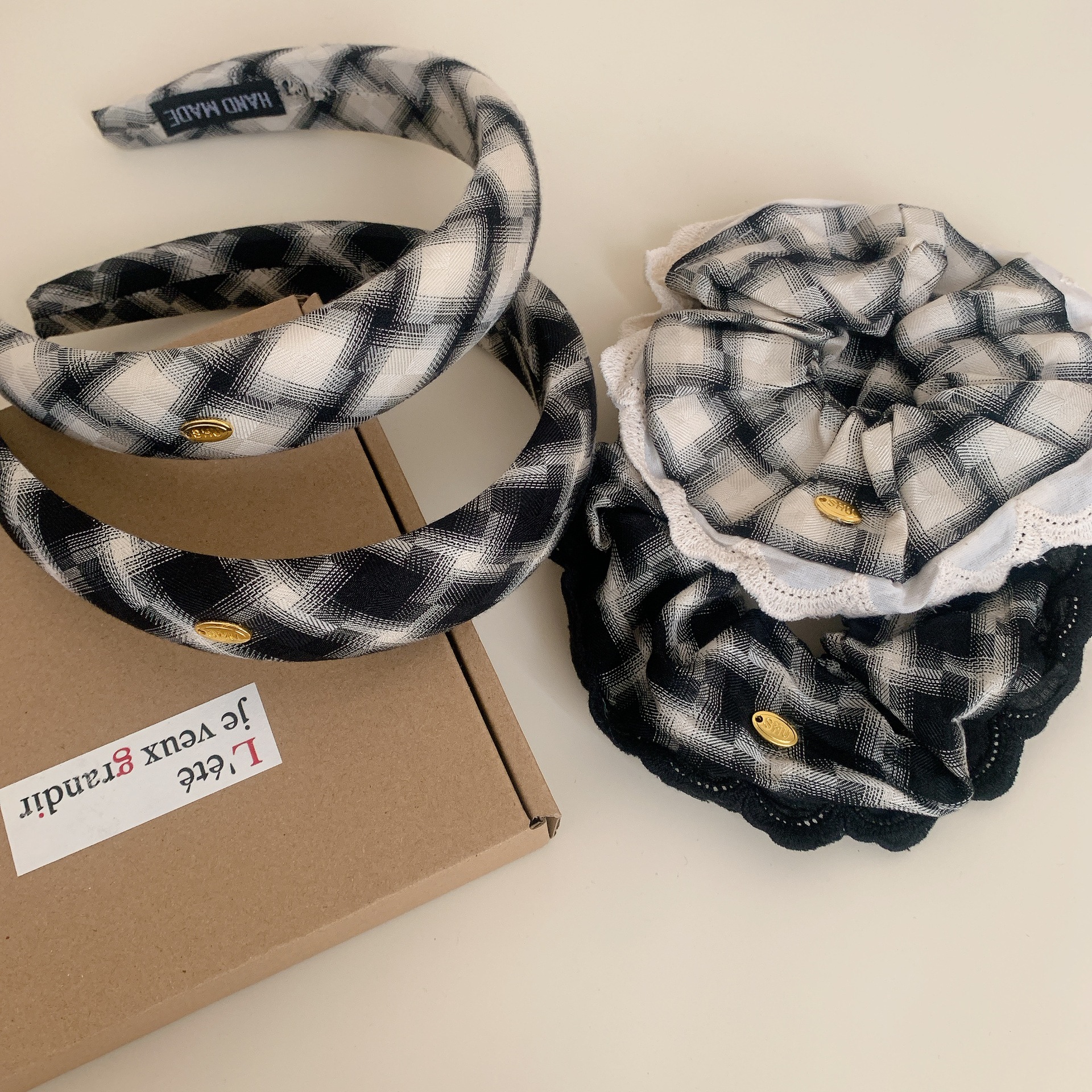 Checkered Pattern Women's Simple Style Commute Checkered Cloth Hair Tie