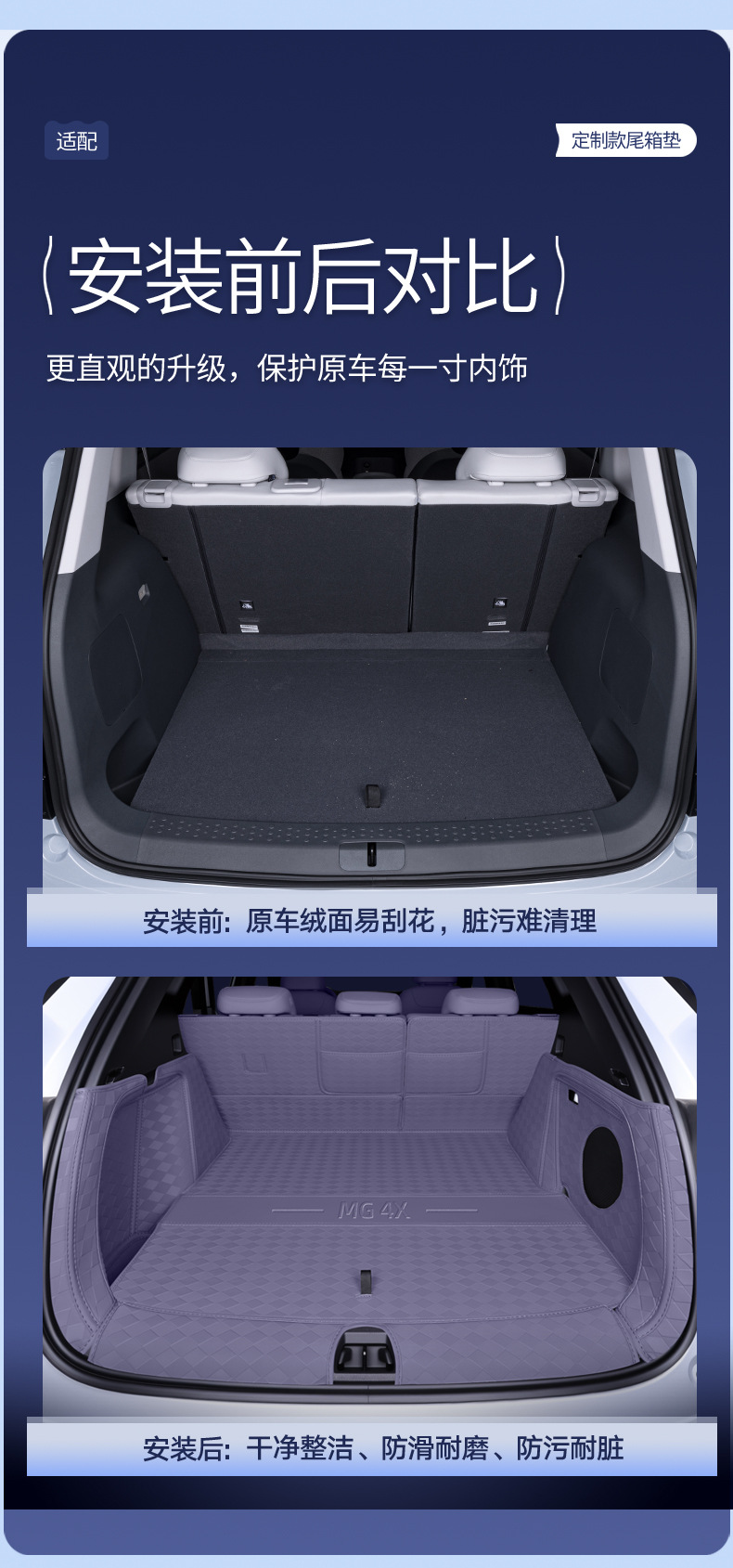 Suitable for 26 models of MG4X, full-coverage trunk mat, specially designed for MG4X, modified interior car trunk mat