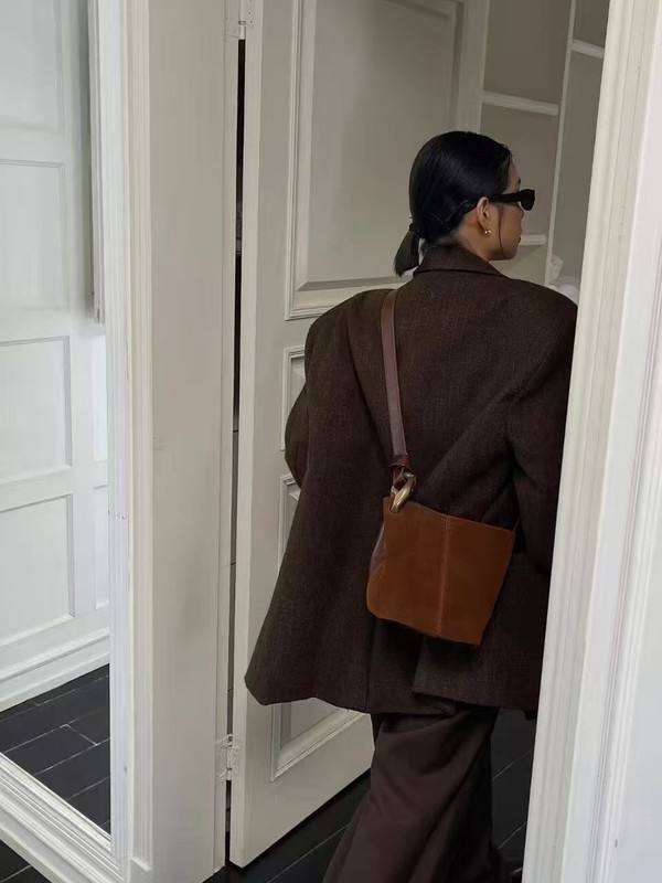 高级感复古豹纹磨砂皮水桶包包女2025秋冬新款简约时尚单肩斜挎包|undefined