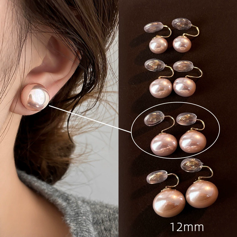 Earrings from pearl, small design ear clips, silver 925 sample