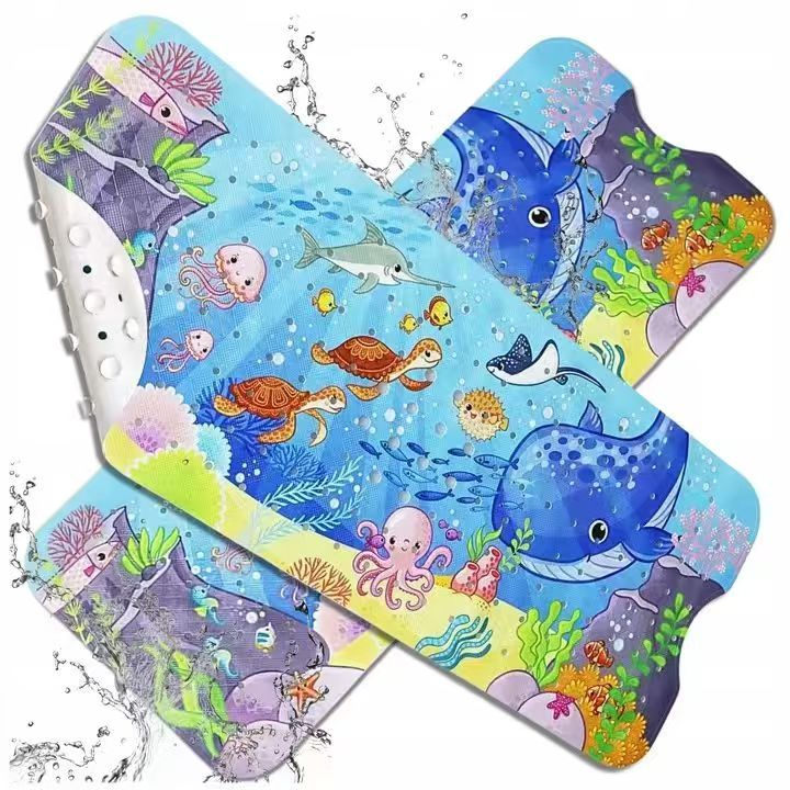 Alfombrilla antideslizante para baño con diseño de océano de dibujos animados para niños de Amazon, alfombrilla antideslizante para piscina, baño, alfombrilla antideslizante