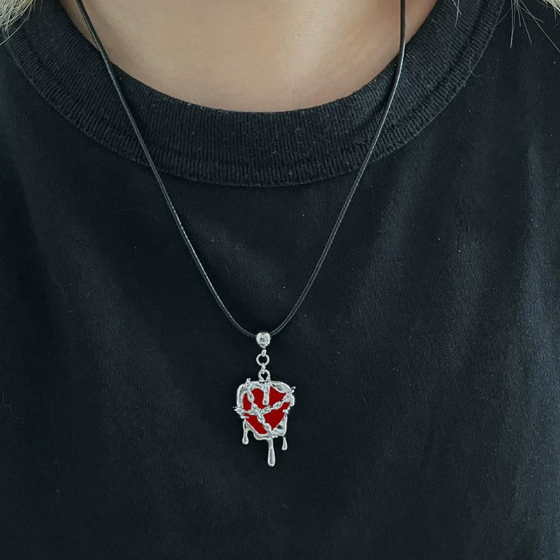 Small design brand retro necklace, punk style, 2 carat