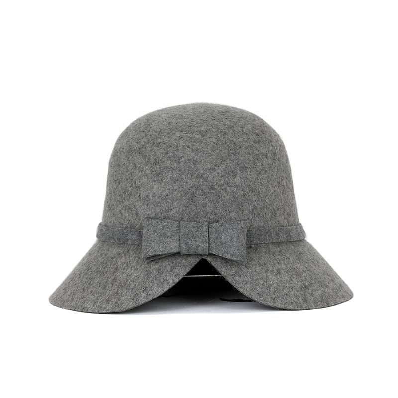 Sombrero de otoño e invierno pura lana estilo Coreano Japonés personalidad la moda brecha arco pequeño sombrero cúpula en stock al por mayor