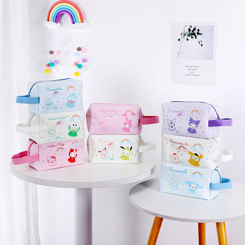 Cute Cartoon Doll Series PU Cosmetic Bag Portable Cosmetics Skin Care Storage Bag Student Pencil Bag Wash Bag