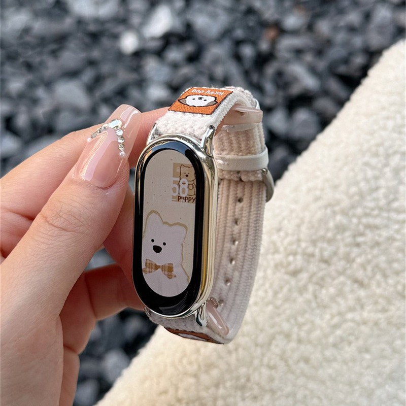 Cross-border autumn and winter corduroy for millet bracelet 9 strap sticker puppy millet 87654nfc version 9pro female