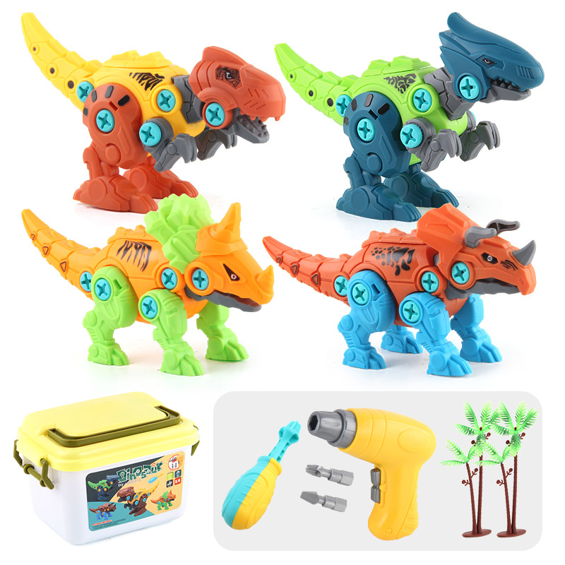 Rompecabezas para niños DIY desmontaje eléctrico modelo de combinación de dinosaurio montaje de bloques de construcción combinación de desmontaje tuerca exportación transfronteriza