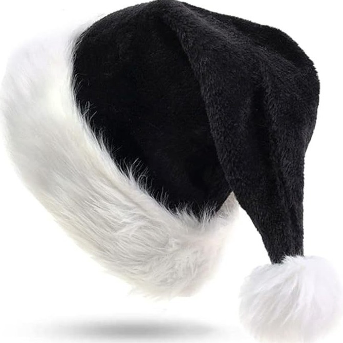 Black Thickened Christmas Hat for Christmas and Halloween Parties, Amazon 2026 Cross-Border Christmas Decoration Supplies for Foreign Trade