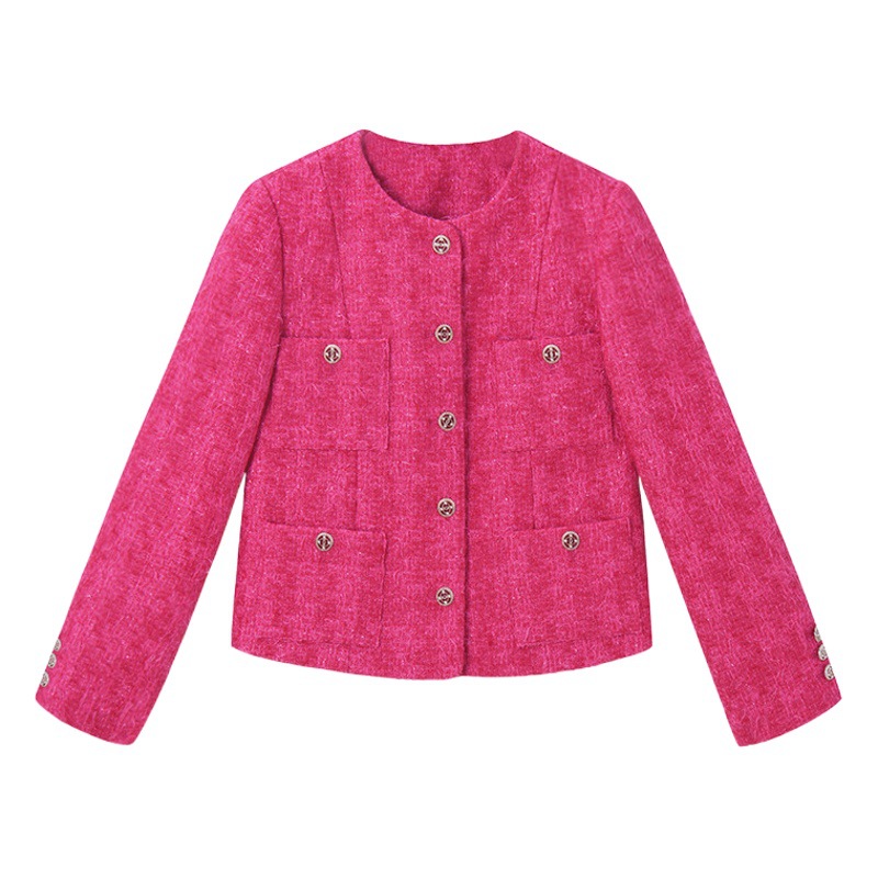 23 otoño alto lujo pequeño * Chanel estilo corto abrigo de color blanco pequeño cuello redondo lana tejida abrigo corto 15388