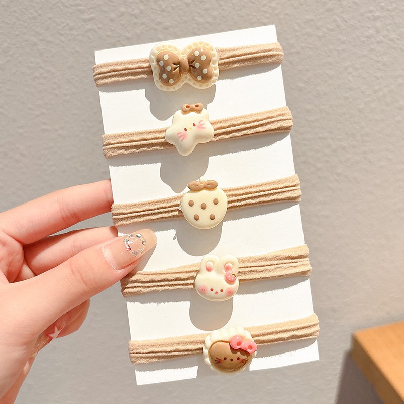 Otoño y invierno curry lindos osos anillo de cabello simple de alta calidad cuerda de cabello alta elástica no es fácil de romper no lastimar adornos de cabello de cabello